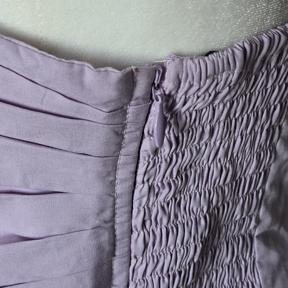 S/W/F Drop Waist Ruched Sleeveless Strapless Torso Lavender Mini Dress - Picture 5 of 9